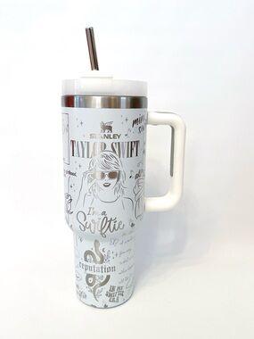 Stanley x Taylor Swift Etched Tumbler Swiftie Cup Quencher White - like new